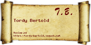 Tordy Bertold névjegykártya